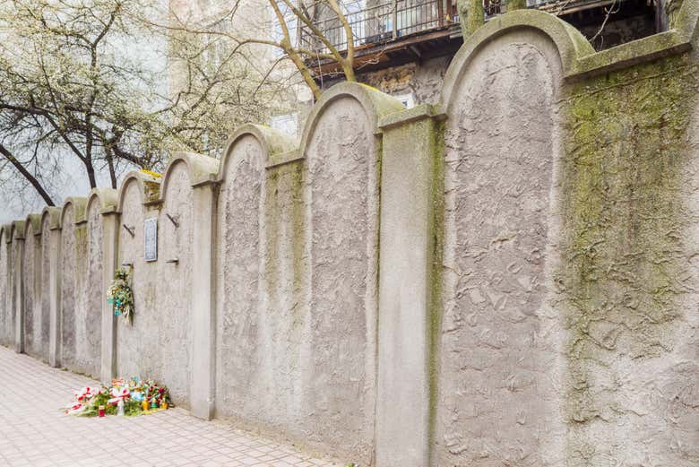 Mur de l'ancien ghetto de Cracovie